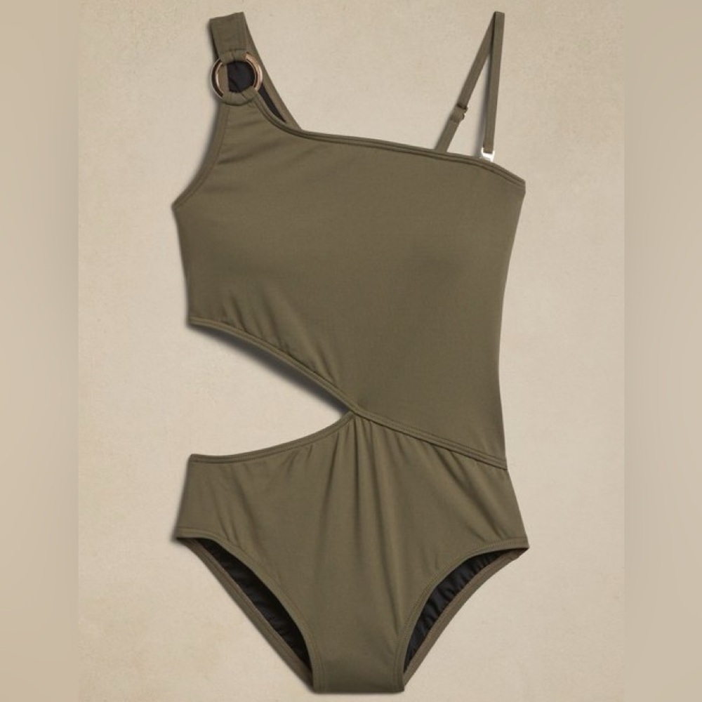 NWT! Banana Republic Vegan Asymmetrical Midriff Cut Out One Piece - Size XS 🏝️